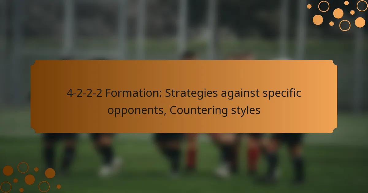 4-2-2-2 Formation: Strategies against specific opponents, Countering styles