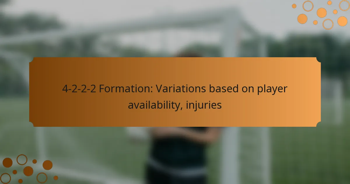 4-2-2-2 Formation: Variations based on player availability, injuries