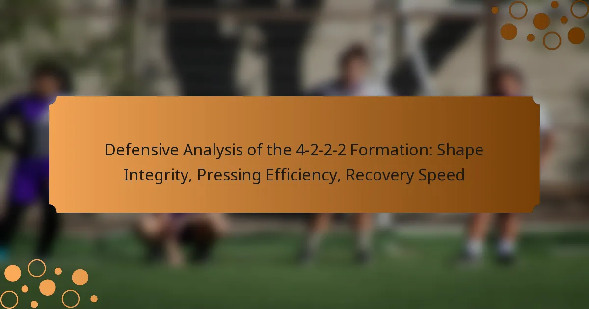 Defensive Analysis of the 4-2-2-2 Formation: Shape Integrity, Pressing Efficiency, Recovery Speed