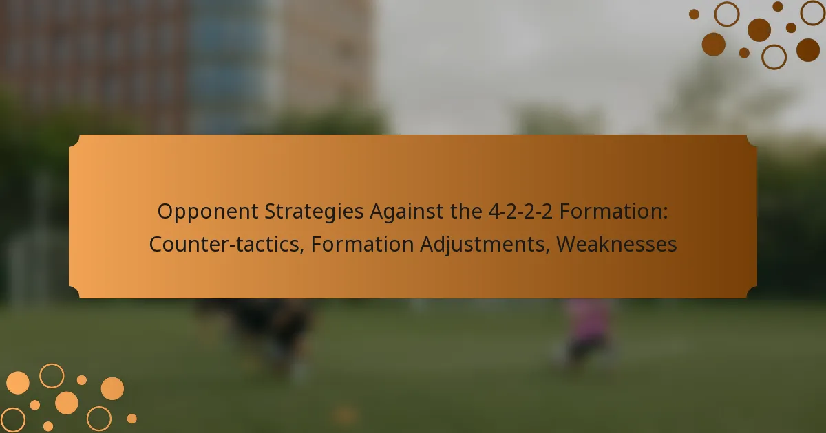 Opponent Strategies Against the 4-2-2-2 Formation: Counter-tactics, Formation Adjustments, Weaknesses