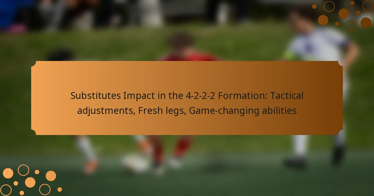 Substitutes Impact in the 4-2-2-2 Formation: Tactical adjustments, Fresh legs, Game-changing abilities