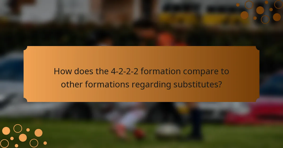 How does the 4-2-2-2 formation compare to other formations regarding substitutes?