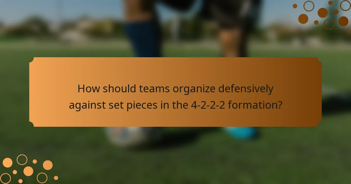 How should teams organize defensively against set pieces in the 4-2-2-2 formation?